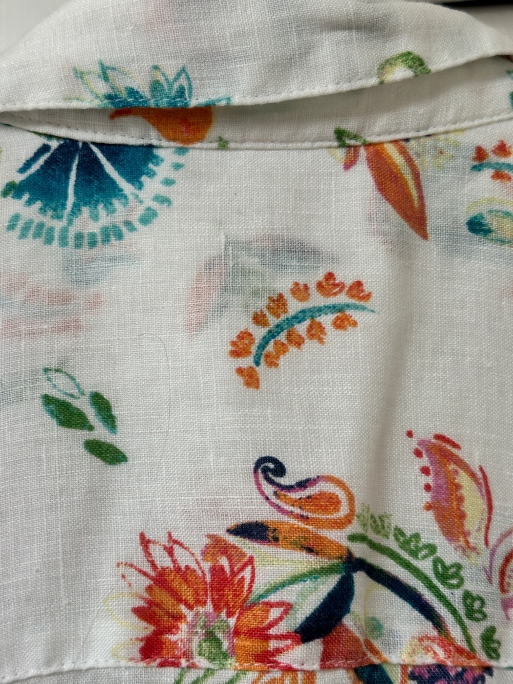 J. Jill Love Linen Sleeveless Top White Colorful Floral Buttons Small Tall - Picture 13 of 14